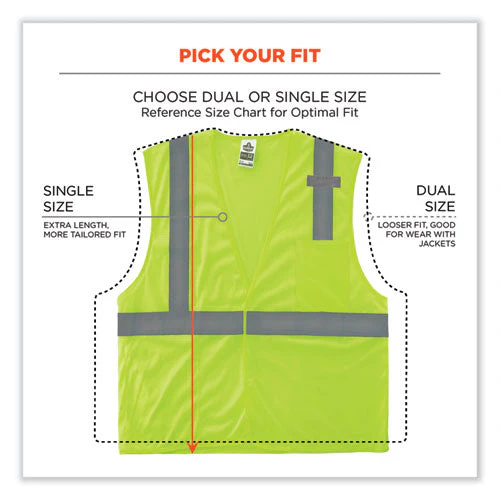 Glowear 8210hl-s Single Size Class 2 Economy Mesh Vest, Polyester, Small, Lime, Ships In 1-3 Business Days - Image 3