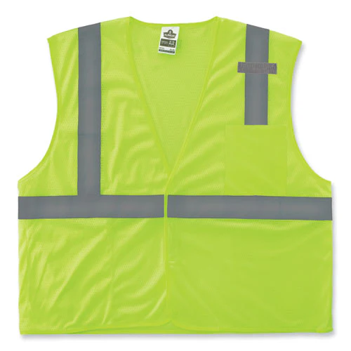 Glowear 8210hl-s Single Size Class 2 Economy Mesh Vest, Polyester, Large, Lime, Ships In 1-3 Business Days - Image 1