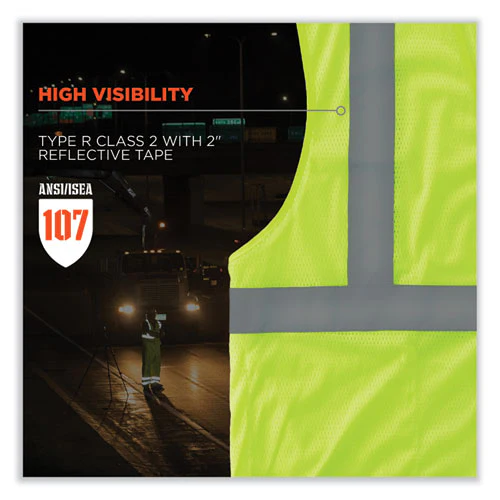 Glowear 8210hl-s Single Size Class 2 Economy Mesh Vest, Polyester, Large, Lime, Ships In 1-3 Business Days - Image 3