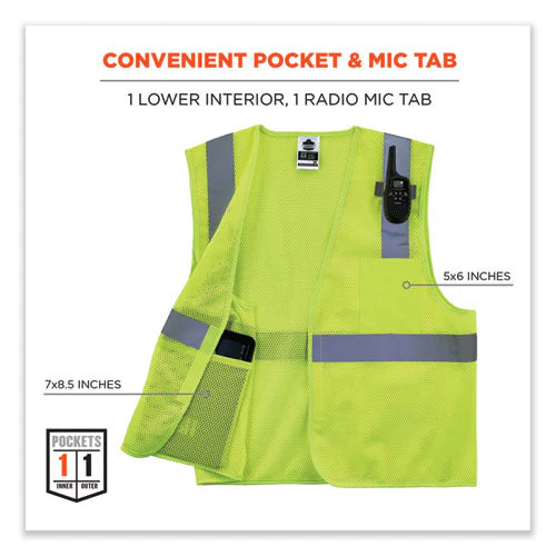 Glowear 8210hl-s Single Size Class 2 Economy Mesh Vest, Polyester, 2x-large, Lime, Ships In 1-3 Business Days - Image 3