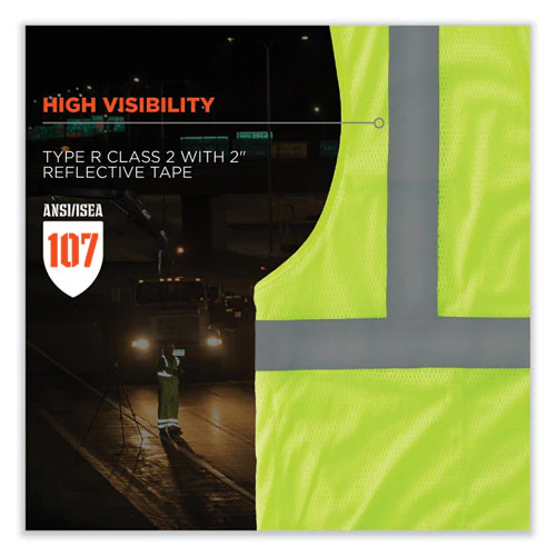 Glowear 8210hl-s Single Size Class 2 Economy Mesh Vest, Polyester, 2x-large, Lime, Ships In 1-3 Business Days - Image 2