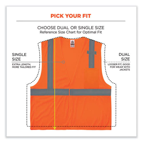 Glowear 8210hl-s Single Size Class 2 Economy Mesh Vest, Polyester, X-small, Orange, Ships In 1-3 Business Days - Image 2