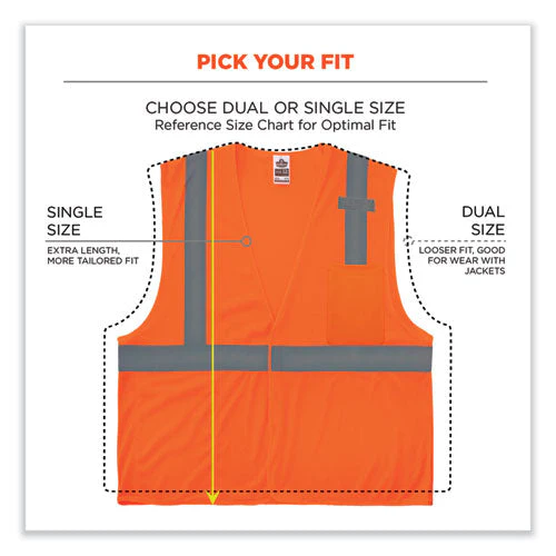 Glowear 8210hl-s Single Size Class 2 Economy Mesh Vest, Polyester, Large, Orange, Ships In 1-3 Business Days - Image 2