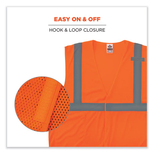 Glowear 8210hl-s Single Size Class 2 Economy Mesh Vest, Polyester, X-large, Orange, Ships In 1-3 Business Days - Image 3