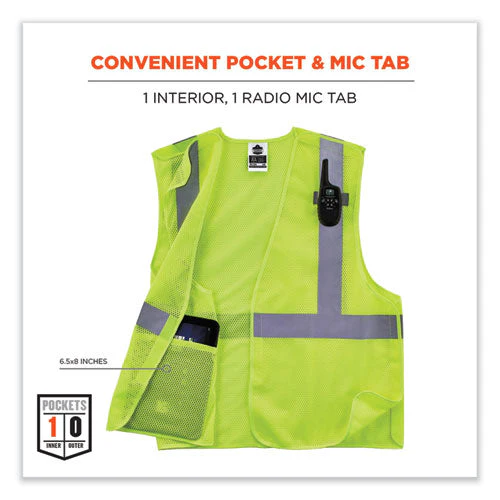 Glowear 8215ba-s Single Size Class 2 Economy Breakaway Mesh Vest, Polyester, X-small, Lime, Ships In 1-3 Business Days - Image 3