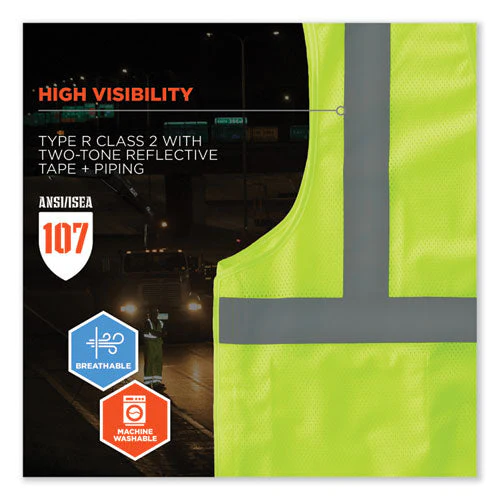 Glowear 8215ba-s Single Size Class 2 Economy Breakaway Mesh Vest, Polyester, 3x-large, Lime, Ships In 1-3 Business Days - Image 2
