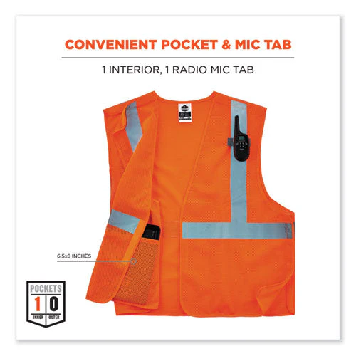 Glowear 8215ba-s Single Size Class 2 Economy Breakaway Mesh Vest, Polyester, X-small, Orange, Ships In 1-3 Business Days - Image 3