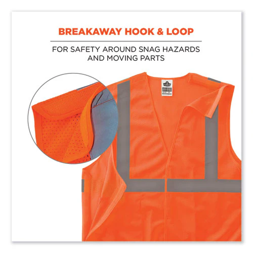 Glowear 8215ba-s Single Size Class 2 Economy Breakaway Mesh Vest, Polyester, Medium, Orange, Ships In 1-3 Business Days - Image 2