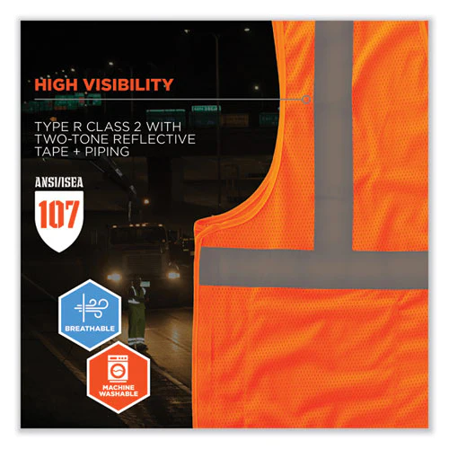 Glowear 8215ba-s Single Size Class 2 Economy Breakaway Mesh Vest, Polyester, Medium, Orange, Ships In 1-3 Business Days - Image 3