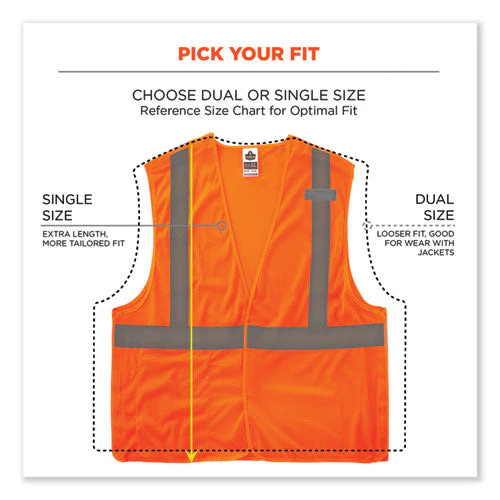 Glowear 8215ba-s Single Size Class 2 Economy Breakaway Mesh Vest, Polyester, 5x-large, Orange, Ships In 1-3 Business Days - Image 2