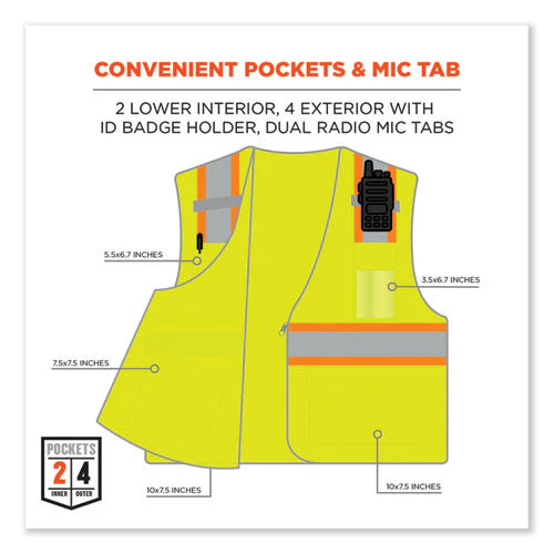 Glowear 8246z-s Single Size Class 2 Two-tone Mesh Vest, Polyester, Medium, Lime, Ships In 1-3 Business Days - Image 3