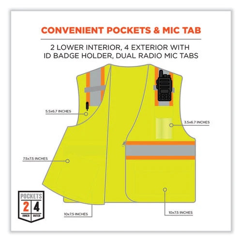 Glowear 8246z-s Single Size Class 2 Two-tone Mesh Vest, Polyester, 2x-large, Lime, Ships In 1-3 Business Days - Image 2