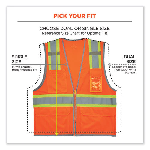 Glowear 8246z-s Single Size Class 2 Two-tone Mesh Vest, Polyester, Small, Orange, Ships In 1-3 Business Days - Image 2