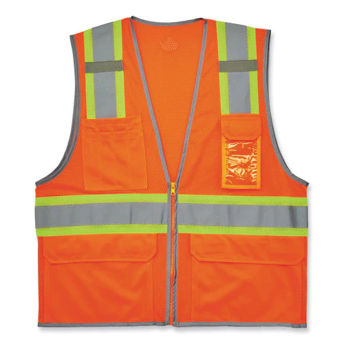 Glowear 8246z-s Single Size Class 2 Two-tone Mesh Vest, Polyester, Medium, Orange, Ships In 1-3 Business Days - Image 1
