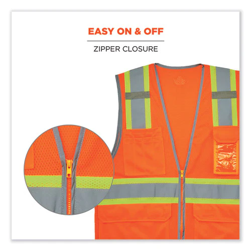 Glowear 8246z-s Single Size Class 2 Two-tone Mesh Vest, Polyester, Medium, Orange, Ships In 1-3 Business Days - Image 2