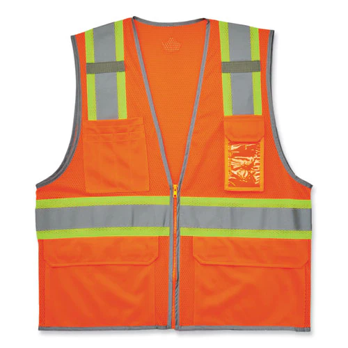 Glowear 8246z-s Single Size Class 2 Two-tone Mesh Vest, Polyester, 2x-large, Orange, Ships In 1-3 Business Days - Image 1
