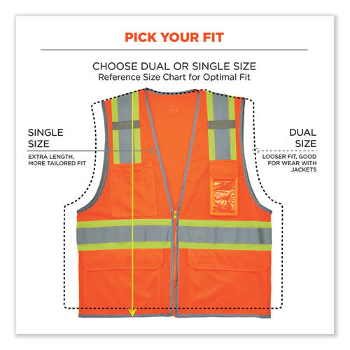 Glowear 8246z-s Single Size Class 2 Two-tone Mesh Vest, Polyester, 2x-large, Orange, Ships In 1-3 Business Days - Image 3