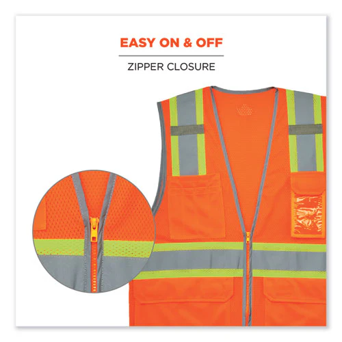 Glowear 8246z-s Single Size Class 2 Two-tone Mesh Vest, Polyester, 5x-large, Orange, Ships In 1-3 Business Days - Image 3