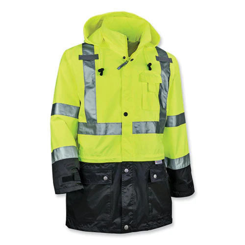 Glowear 8365bk Class 3 Hi-vis Rain Jacket Black Bottom, Medium, Lime, Ships In 1-3 Business Days - Image 1