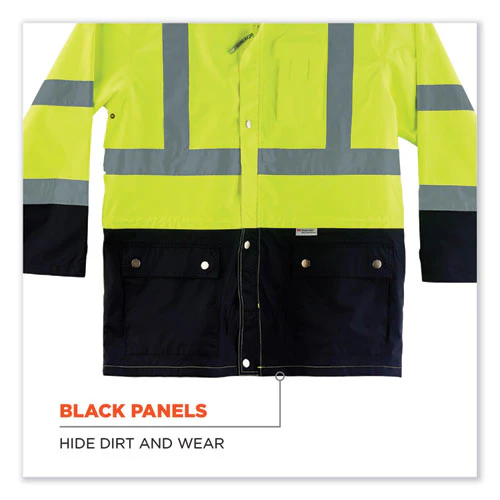 Glowear 8365bk Class 3 Hi-vis Rain Jacket Black Bottom, Medium, Lime, Ships In 1-3 Business Days - Image 2