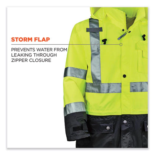Glowear 8365bk Class 3 Hi-vis Rain Jacket Black Bottom, X-large, Lime, Ships In 1-3 Business Days - Image 2