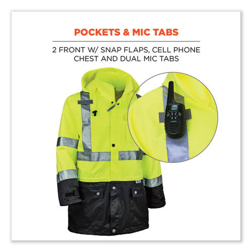 Glowear 8365bk Class 3 Hi-vis Rain Jacket Black Bottom, 2x-large, Lime, Ships In 1-3 Business Days - Image 3