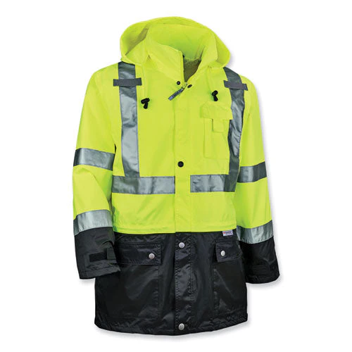 Glowear 8365bk Class 3 Hi-vis Rain Jacket Black Bottom, 3x-large, Lime, Ships In 1-3 Business Days - Image 1