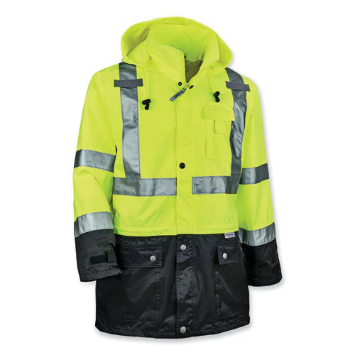 Glowear 8365bk Class 3 Hi-vis Rain Jacket Black Bottom, 4x-large, Lime, Ships In 1-3 Business Days - Image 1