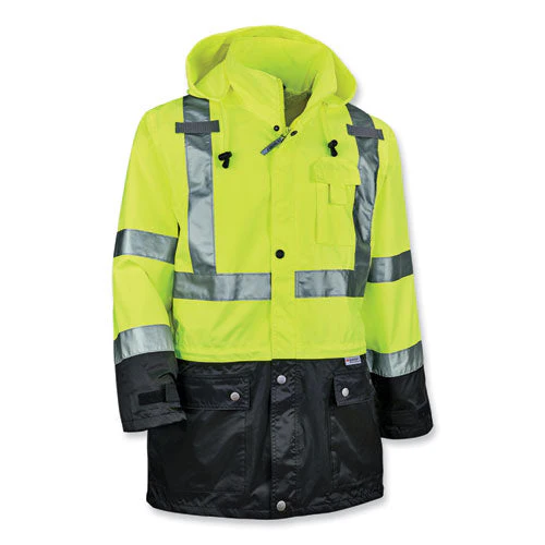 Glowear 8365bk Class 3 Hi-vis Rain Jacket Black Bottom, 5x-large, Lime, Ships In 1-3 Business Days - Image 1