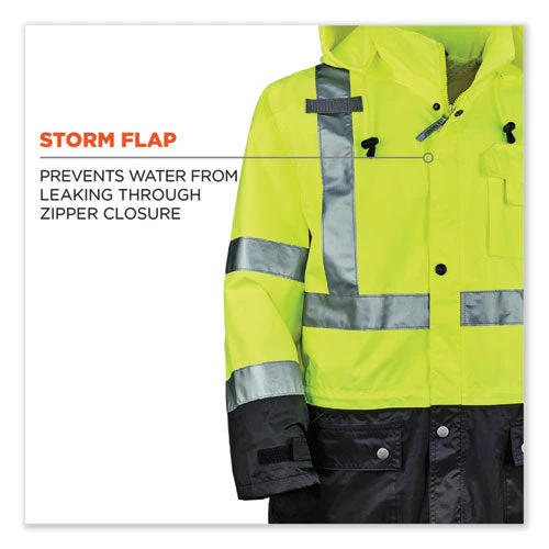 Glowear 8365bk Class 3 Hi-vis Rain Jacket Black Bottom, 5x-large, Lime, Ships In 1-3 Business Days - Image 3