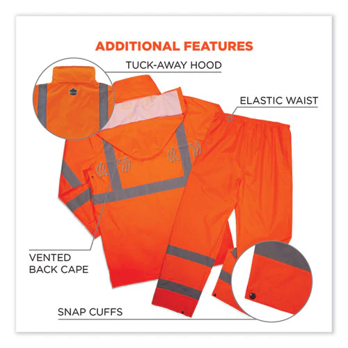 Glowear 8376k Lightweight Hv Rain Suit, Medium, Orange, Ships In 1-3 Business Days - Image 3