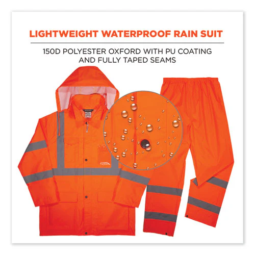 Glowear 8376k Lightweight Hv Rain Suit, X-large, Orange, Ships In 1-3 Business Days - Image 3