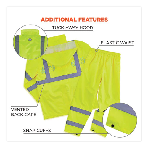Glowear 8376k Lightweight Hv Rain Suit, Medium, Lime, Ships In 1-3 Business Days - Image 2
