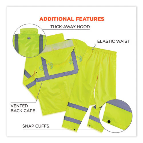 Glowear 8376k Lightweight Hv Rain Suit, 2x-large, Lime, Ships In 1-3 Business Days - Image 3