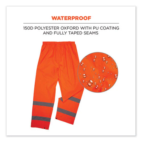 Glowear 8916 Class E Lightweight Hi-vis Rain Pants, Medium, Orange, Ships In 1-3 Business Days - Image 3