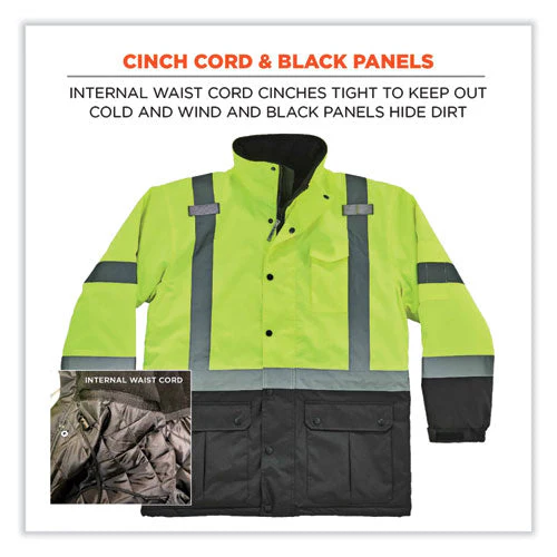 Glowear 8384 Class 3 Hi-vis Quilted Thermal Parka, Small, Lime, Ships In 1-3 Business Days - Image 2