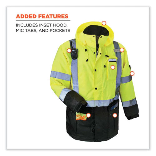 Glowear 8384 Class 3 Hi-vis Quilted Thermal Parka, Medium, Lime, Ships In 1-3 Business Days - Image 3