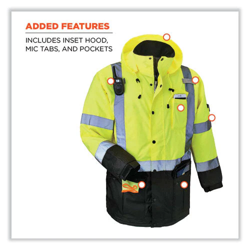 Glowear 8384 Class 3 Hi-vis Quilted Thermal Parka, 3x-large, Lime, Ships In 1-3 Business Days - Image 2
