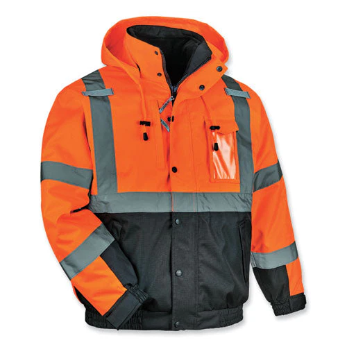 Glowear 8381 Class 3 Hi-vis 4-in-1 Quilted Bomber Jacket, Orange, Large, Ships In 1-3 Business Days - Image 1