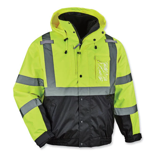 Glowear 8381 Class 3 Hi-vis 4-in-1 Quilted Bomber Jacket, Lime, X-large, Ships In 1-3 Business Days - Image 1