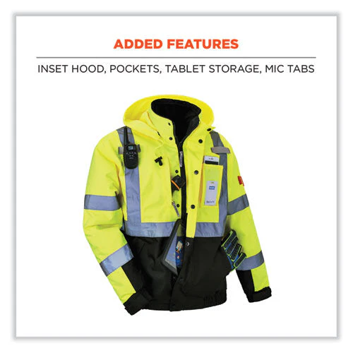 Glowear 8381 Class 3 Hi-vis 4-in-1 Quilted Bomber Jacket, Lime, X-large, Ships In 1-3 Business Days - Image 3