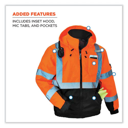 Glowear 8377 Class 3 Hi-vis Quilted Bomber Jacket, Orange, Small, Ships In 1-3 Business Days - Image 2