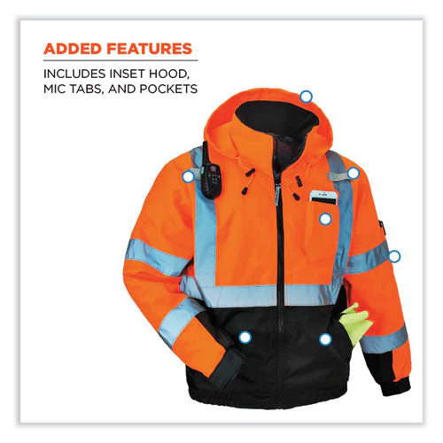 Glowear 8377 Class 3 Hi-vis Quilted Bomber Jacket, Orange, Medium, Ships In 1-3 Business Days - Image 3