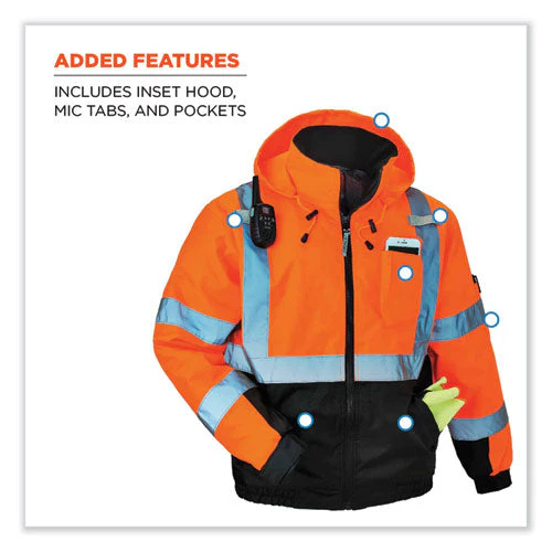 Glowear 8377 Class 3 Hi-vis Quilted Bomber Jacket, Orange, 3x-large, Ships In 1-3 Business Days - Image 3