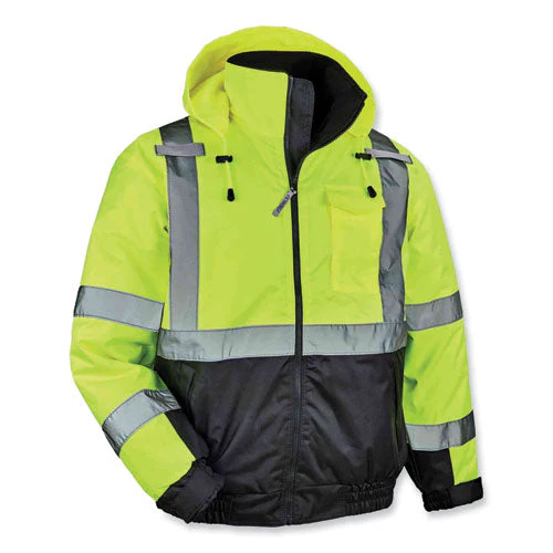 Glowear 8377 Class 3 Hi-vis Quilted Bomber Jacket, Lime, Large, Ships In 1-3 Business Days - Image 1