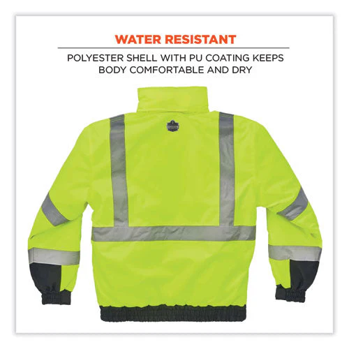 Glowear 8377 Class 3 Hi-vis Quilted Bomber Jacket, Lime, Large, Ships In 1-3 Business Days - Image 3