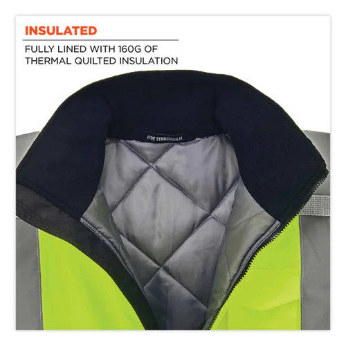 Glowear 8377 Class 3 Hi-vis Quilted Bomber Jacket, Lime, X-large, Ships In 1-3 Business Days - Image 2