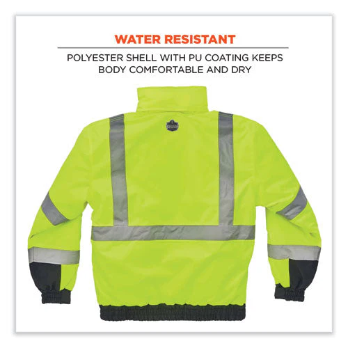 Glowear 8377 Class 3 Hi-vis Quilted Bomber Jacket, Lime, 2x-large, Ships In 1-3 Business Days - Image 3