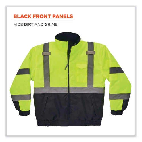 Glowear 8377 Class 3 Hi-vis Quilted Bomber Jacket, Lime, 3x-large, Ships In 1-3 Business Days - Image 3