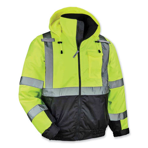 Glowear 8377 Class 3 Hi-vis Quilted Bomber Jacket, Lime, 4x-large, Ships In 1-3 Business Days - Image 1
